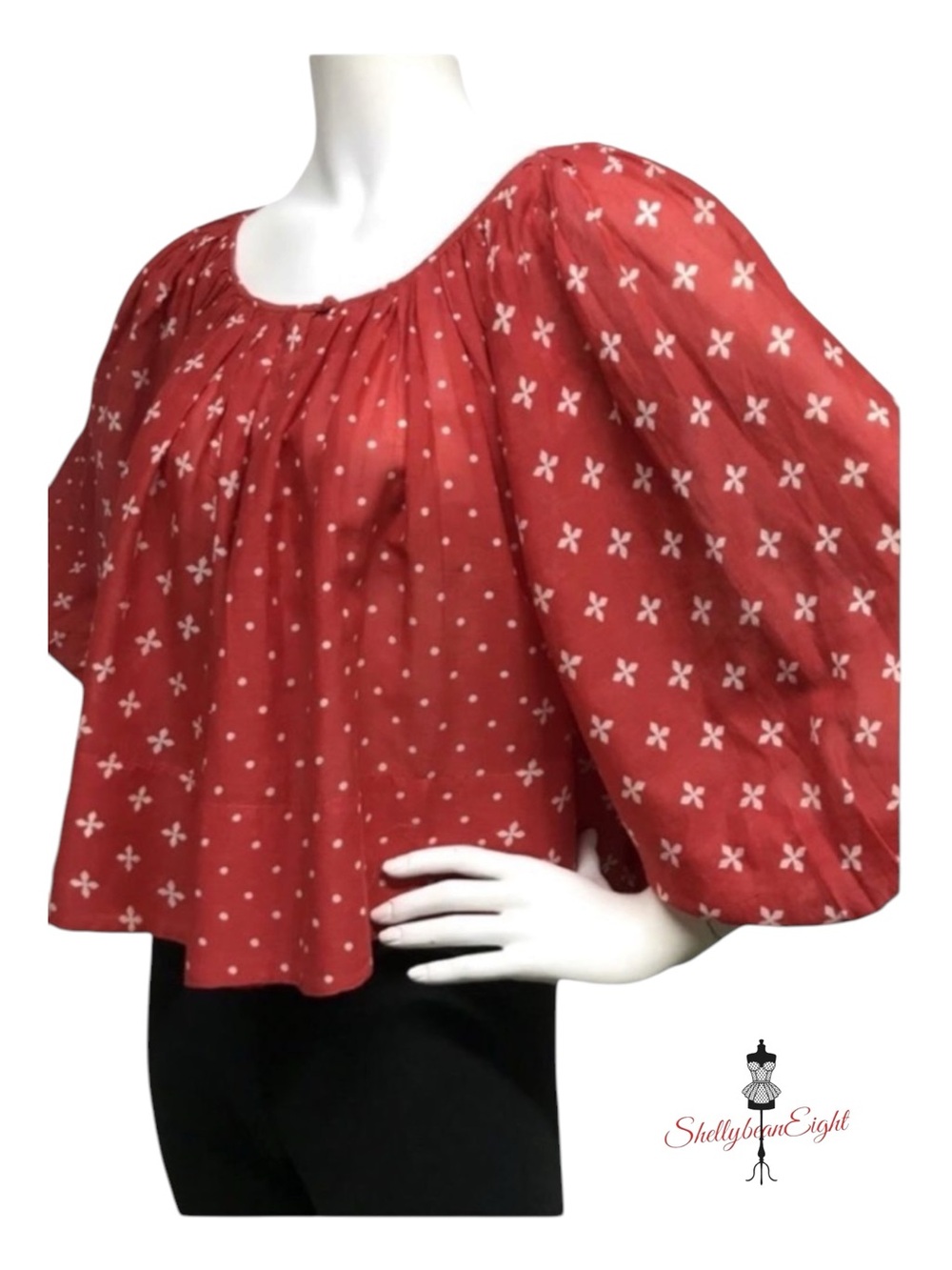 ANTHROPOLOGIE Luma BALLOON Sleeve Peasant Top S